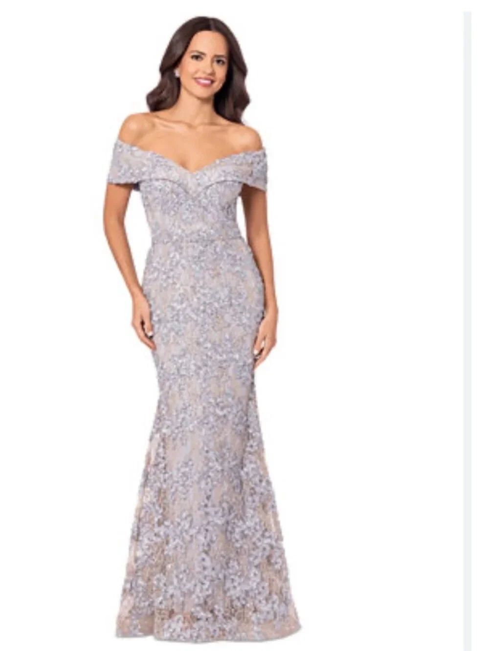 Xscspe Women's Off-The-Shoulder Embroidered Lace Gown Dress Size 18W